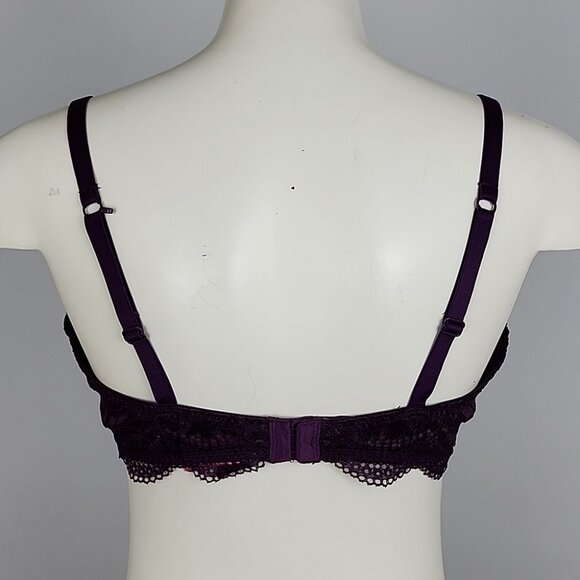 ⭐️2/ $40⭐️ La SENZA Obsession Dark Plum Purple Push Up Underwire Lace Bra 38D - Picture 4 of 14